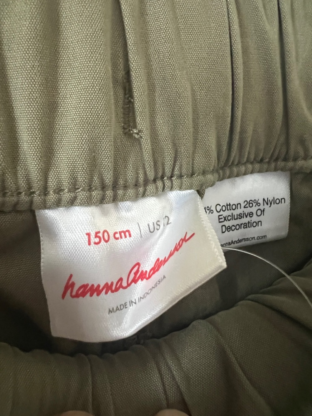 Hanna Andersson Canvas Olive Green Shorts Size 12 - Picture 3 of 6